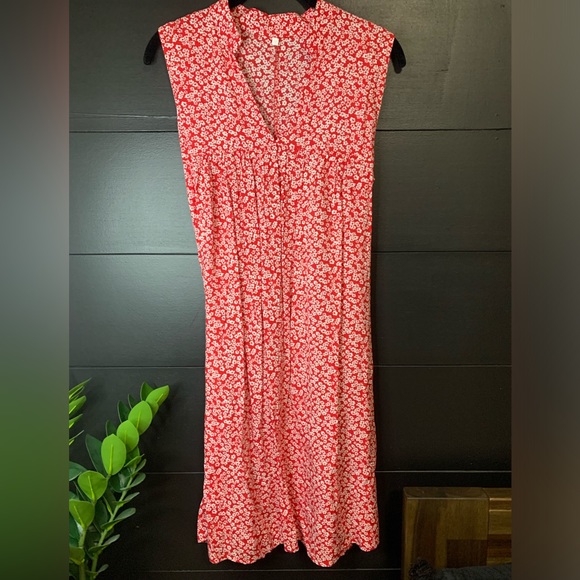 Red & White Sleeveless Floral Mini Dress V-Neck Women’s Sz M EUC - Picture 2 of 7